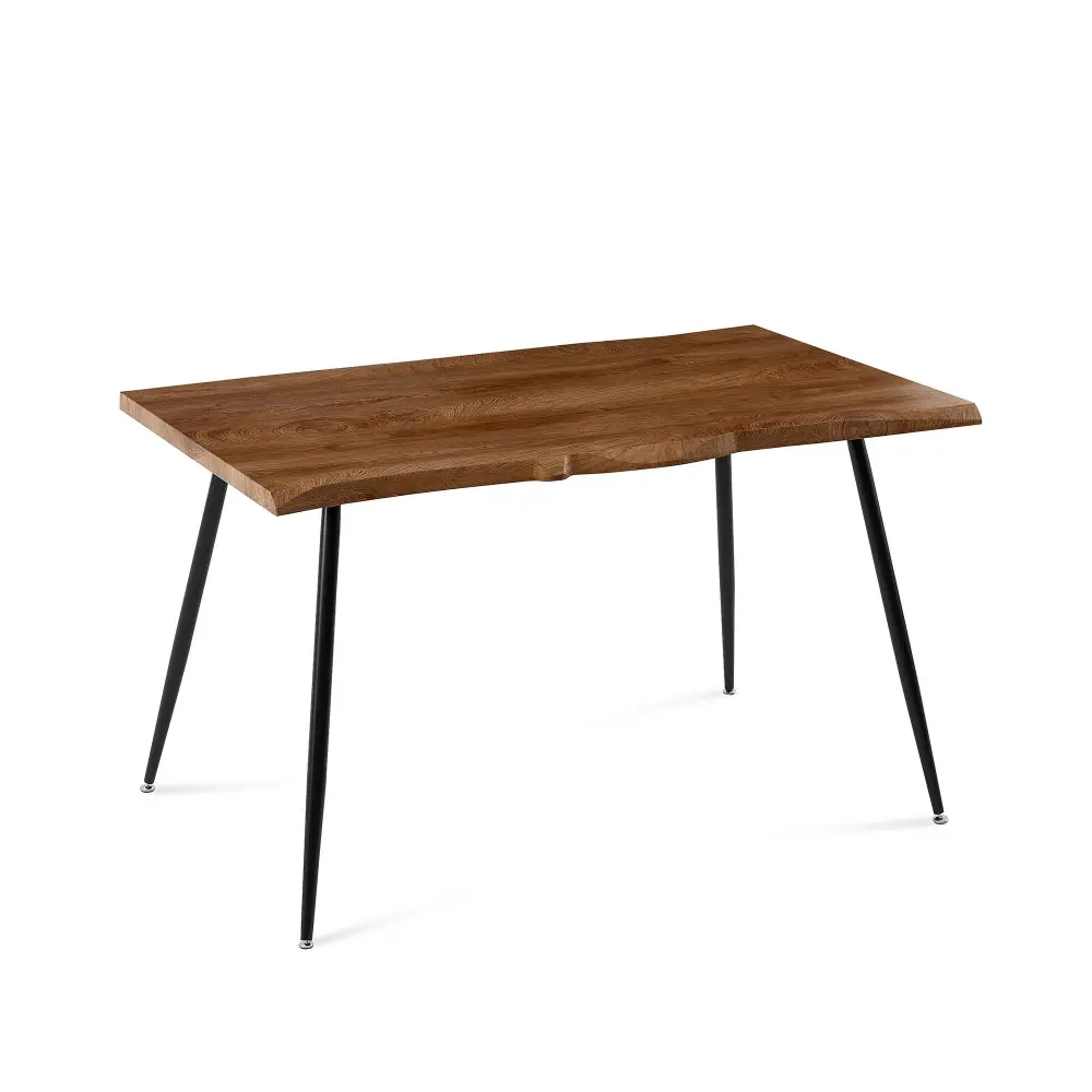S Shape Irregular Dining Table Alloy Legs Wood Design Table Top - Walnut