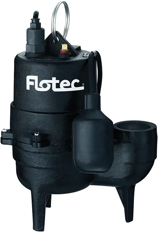 Flotec FPSE3601A-04 Sewage Pump, 13 , 115 V, 0.5 hp, 2 Outlet, 18 ft Max Head, 9000 gph, Iron