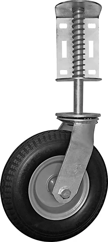 Shepherd Hardware 9798 Gate Caster, 8 Dia Wheel, 2-1/2 W Wheel, Rubberized Wheel, Black/Silver, 200 lb