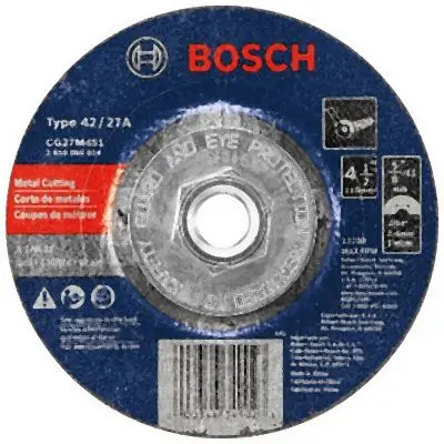 Bosch 4-1/2 Inches 3/32 Inches 5/8-11 Inches Arbor Type 27 24 Grit Light Grinding/Metal Cutting Abrasive Wheel, 2610065824