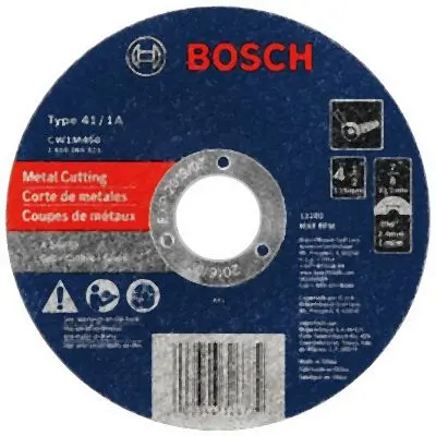 Bosch 4-1/2 Inches 3/32 Inches 7/8 Inches Arbor Type 1A (ISO 41) 24 Grit Metal Cutting Abrasive Wheel, 2610065821