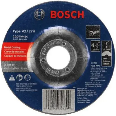 Bosch 4-1/2 Inches 3/32 Inches 7/8 Inches Arbor Type 27 24 Grit Light Grinding/Metal Cutting Abrasive Wheel, 2610065823