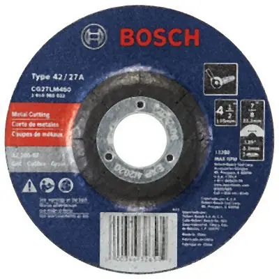 Bosch 4-1/2 Inches 1/8 Inches 7/8 Inches Arbor Type 27 30 Grit Long-Life Grinding/Metal Cutting Abrasive Wheel, 2610065822