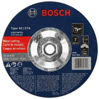 Bosch First-Rate 7 Inches 1/8 Inches 5/8-11 Inches Arbor Type 27 24 Grit Light Grinding/Metal Cutting Abrasive Wheel, 2610...