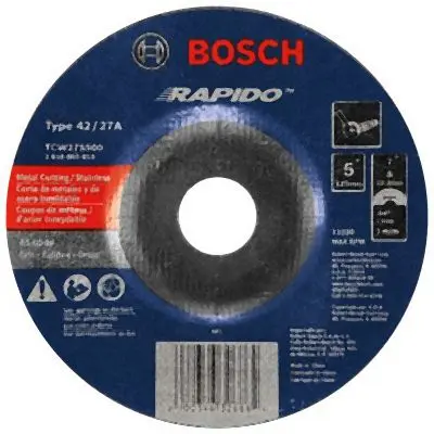 Bosch 5 Inches .045 Inches 7/8 Inches Arbor Type 27A (ISO 42) 60 Grit Rapido™ Fast Metal/Stainless Cutting Abrasive Whee...