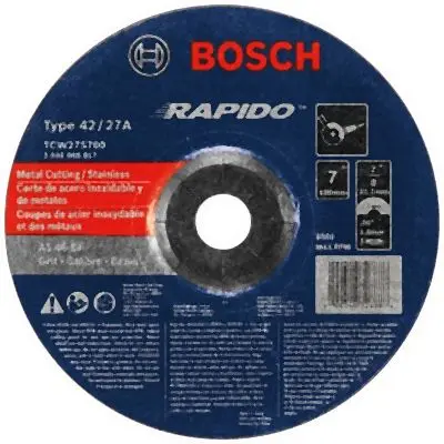 Bosch 7 Inches 1/16 Inches 7/8 Inches Arbor Type 27A (ISO 42) 46 Grit Rapido™ Fast Metal/Oil Stainless Cutting Abrasive ...