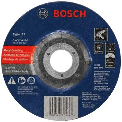 Bosch 5 Inches 1/4 Inches 7/8 - 11 Inches Arbor Type 27 30 Grit Grinding Abrasive Wheel, 2610065832