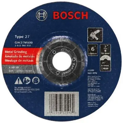Bosch Low-Profile 6 Inches 1/4 Inches 7/8 - 11 Inches Arbor Type 27 30 Grit Grinding Abrasive Wheel, 2610065833