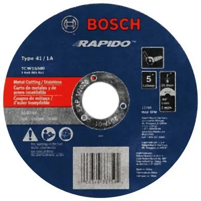 Bosch Micro 5 Inches .040 Inches 7/8 Inches Arbor Type 1A (ISO 41) 60 Grit Rapido™ Fast Metal/Stainless Cutting Abrasive...
