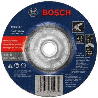 Bosch Non-Slip 4-1/2 Inches 1/4 Inches 5/8-11 Inches Arbor Type 27 30 Grit Grinding Abrasive Wheel, 2610065831
