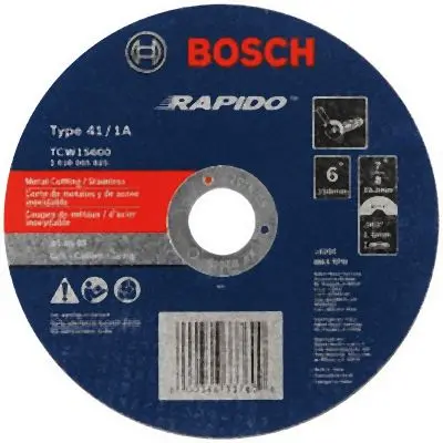 Bosch Secure 6 Inches 1/16 Inches 7/8 Inches Arbor Type 1A (ISO 41) 46 Grit Rapido™ Fast Metal/Oil Stainless Cutting Abr...