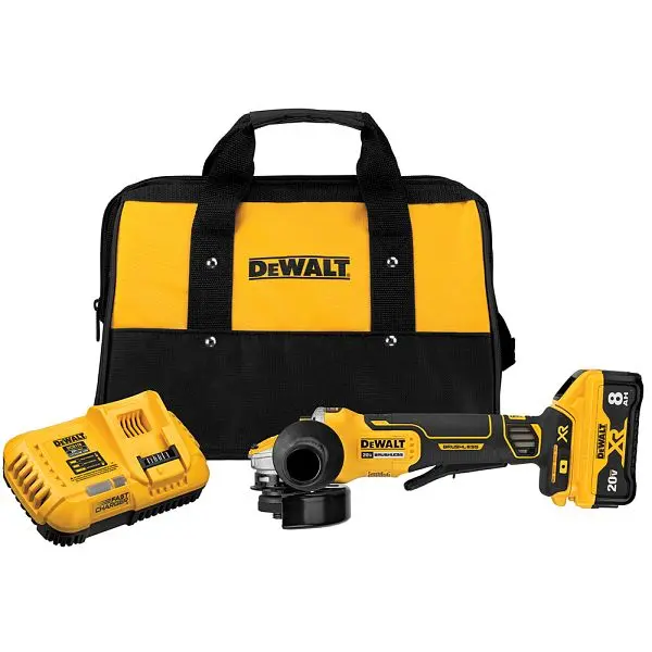 DeWalt 20V Max XR Brushless 4-1/2, 5" Switch Small Angle Grinder Power Detect Tool Technology Kit, DCG415W1