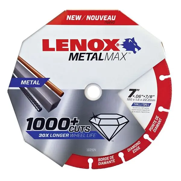 LENOX Diamond Cutoff Wheel, Angle Grinder/Circular Hand Saw, 7" X 7/8", 1972924