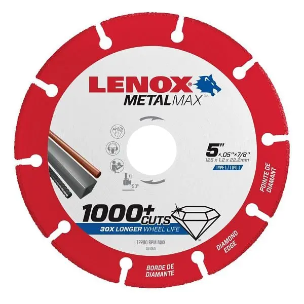 LENOX Tough Diamond Cutoff Wheel, Angle Grinder, 5" X 7/8", 1972922