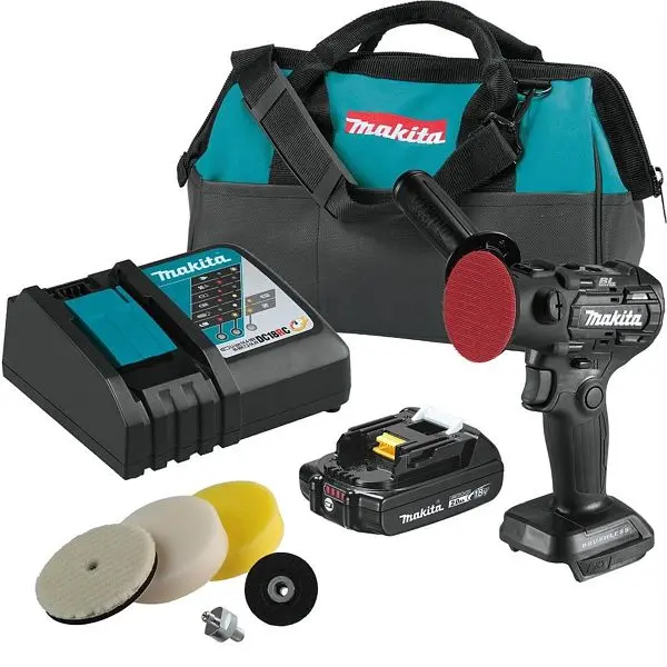 Makita Fade-Resistant 18V LXT Lithium-Ion Sub-Space-saving Brushless Cordless 3" Polisher / 2" Sander Kit (2.0Ah...