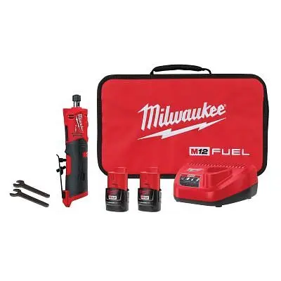 Milwaukee Genuine M12 Fuel Inline Die Grinder 2 Battery Kit, 2486-22
