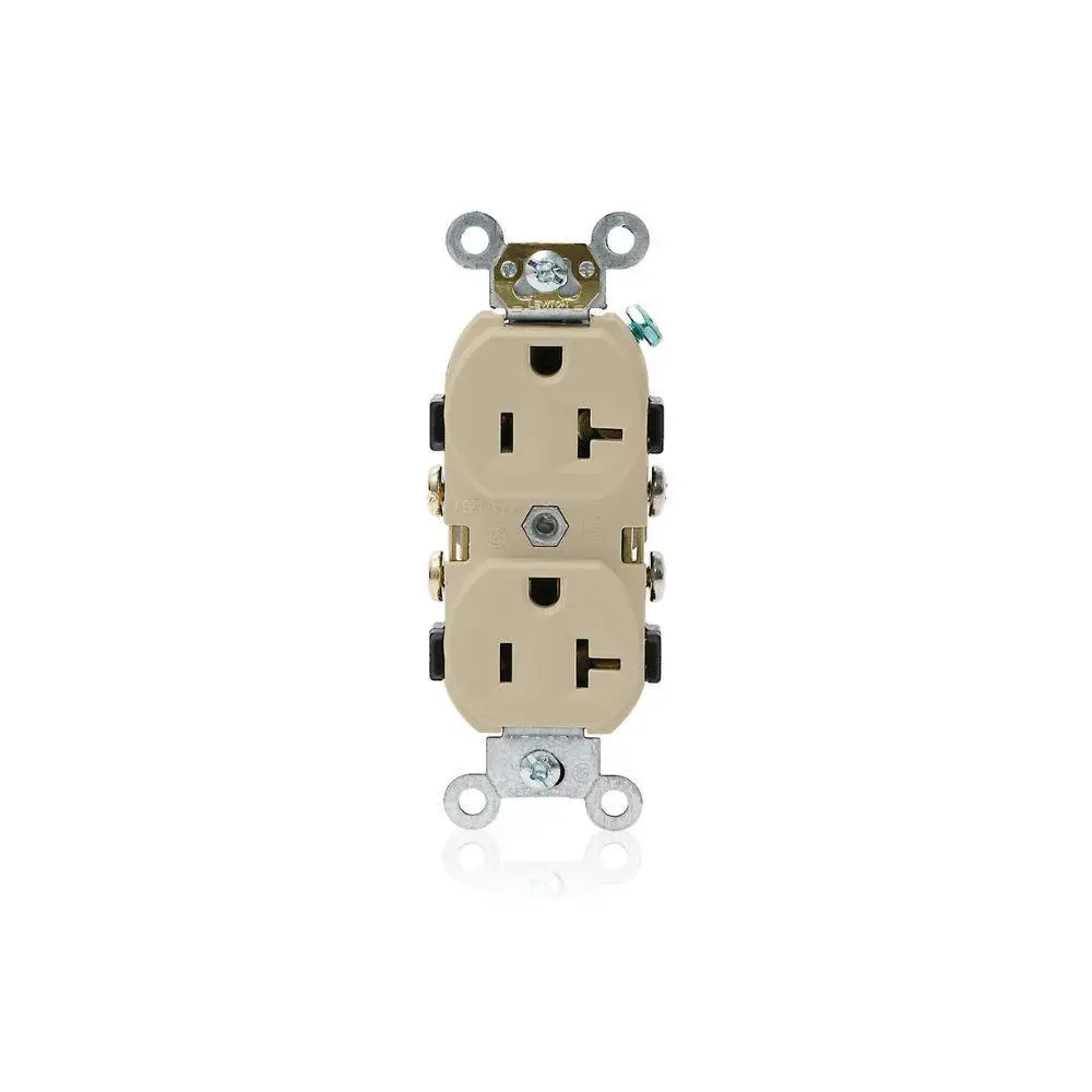 CR20I Leviton Duplex Receptacle Outlet, Commercial Specification Grade, Indented Face, 20 Amp, 125 Volt, Side Wire, NEMA 5...