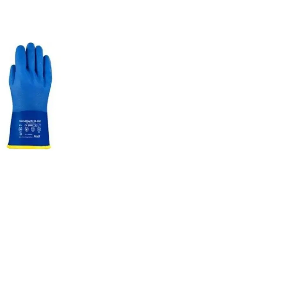 Ansell Size 10 Indigo AlphaTec 23-202 Interlock Cotton Lined Supported PVC Chemical Resistant Gloves