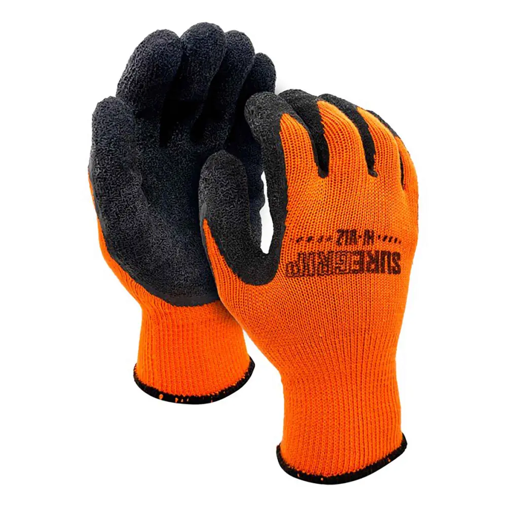 High Visibility Fleece-Lined Gloves Latex-Coated Palm and Knuckles, Oversized (Orange)