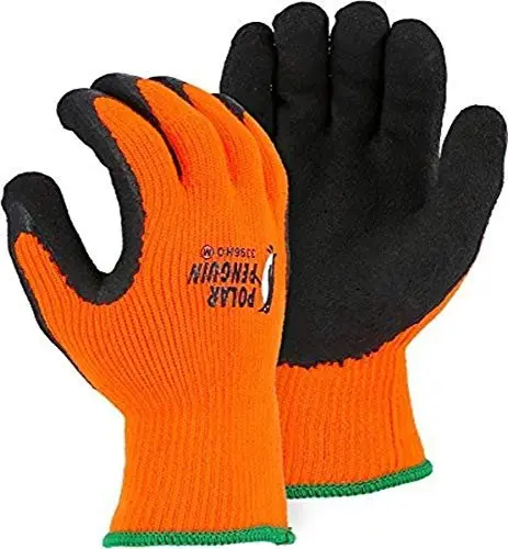 Majestic Polar Penguin 3396HY Winter Lined Hi-Vis Green Yellow Rubberized Coated Palm Gloves