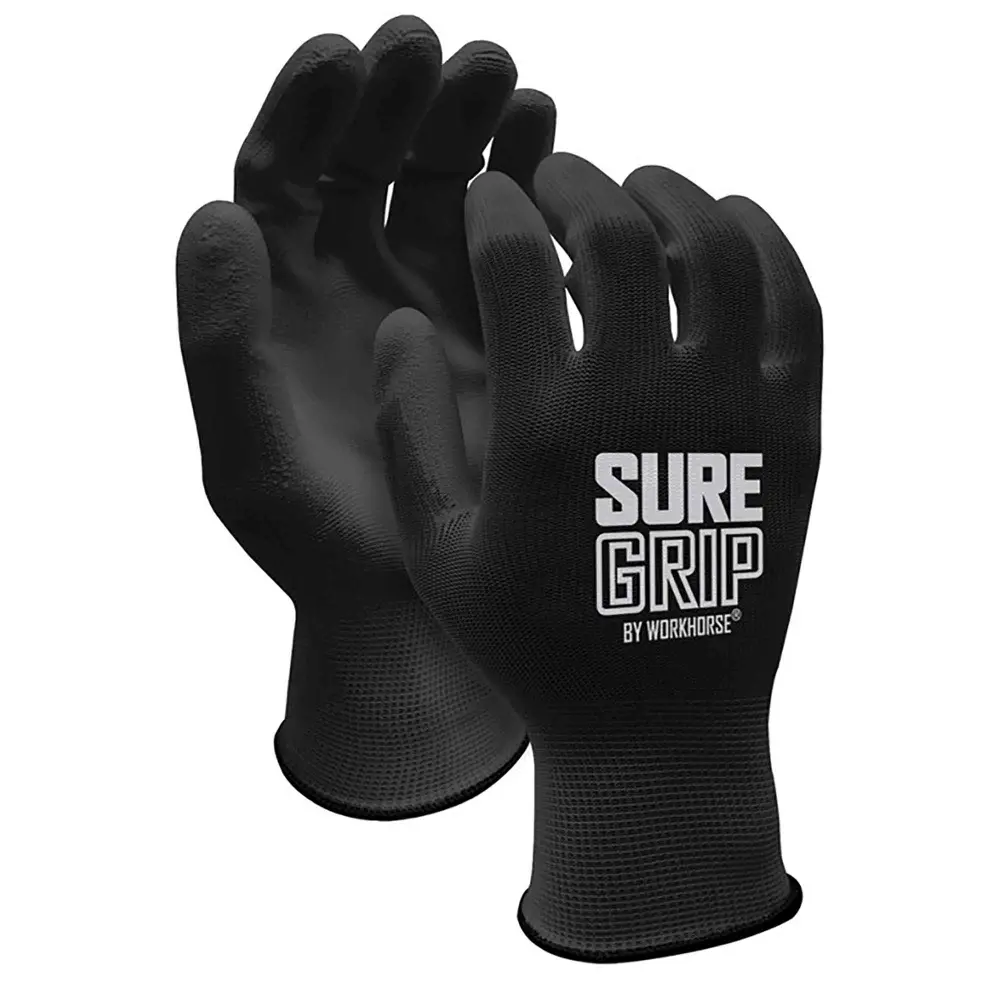 Polyester Knit Gloves Polyurethane Coated Palms, Spacious