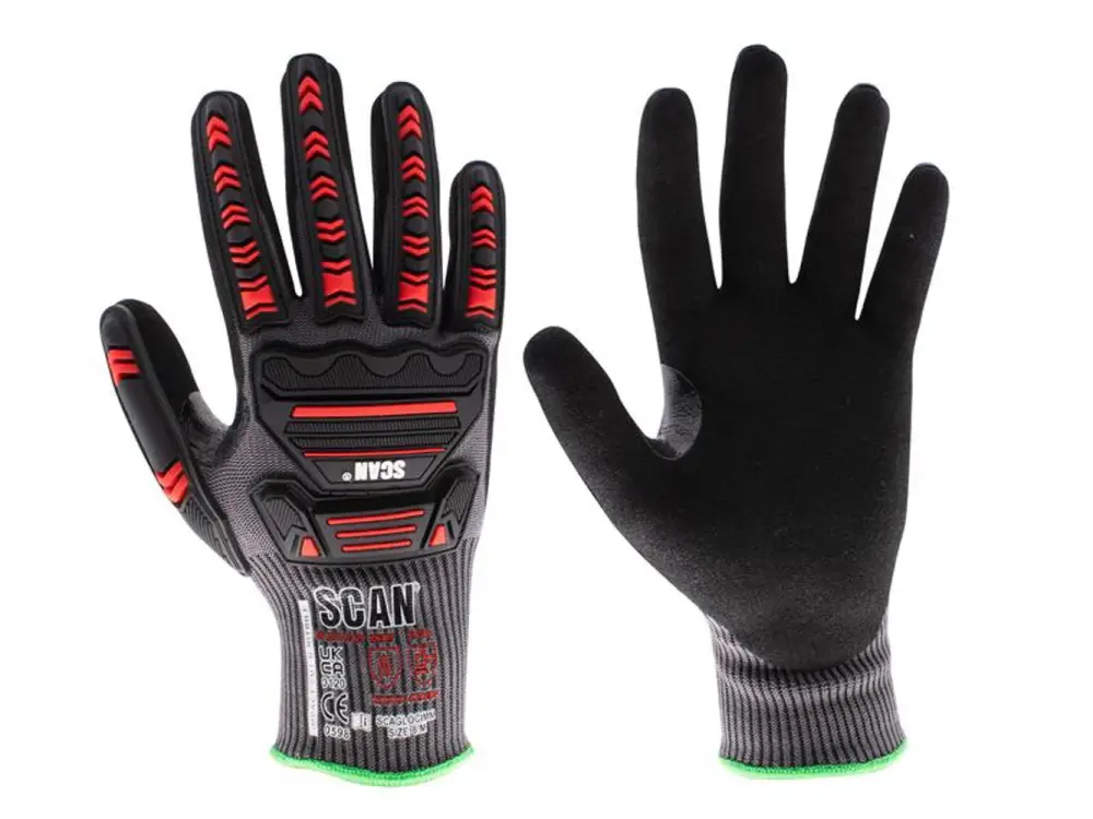 Scan Nitrile Palm Impact Cut D Gloves - Xl (Size 10)