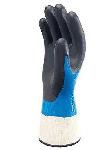 SHOWA 377 Nitrile Foam Coating on Nitrile Glove Polyester/Nylon Knit Liner, Generous (Pack 12 Pairs)