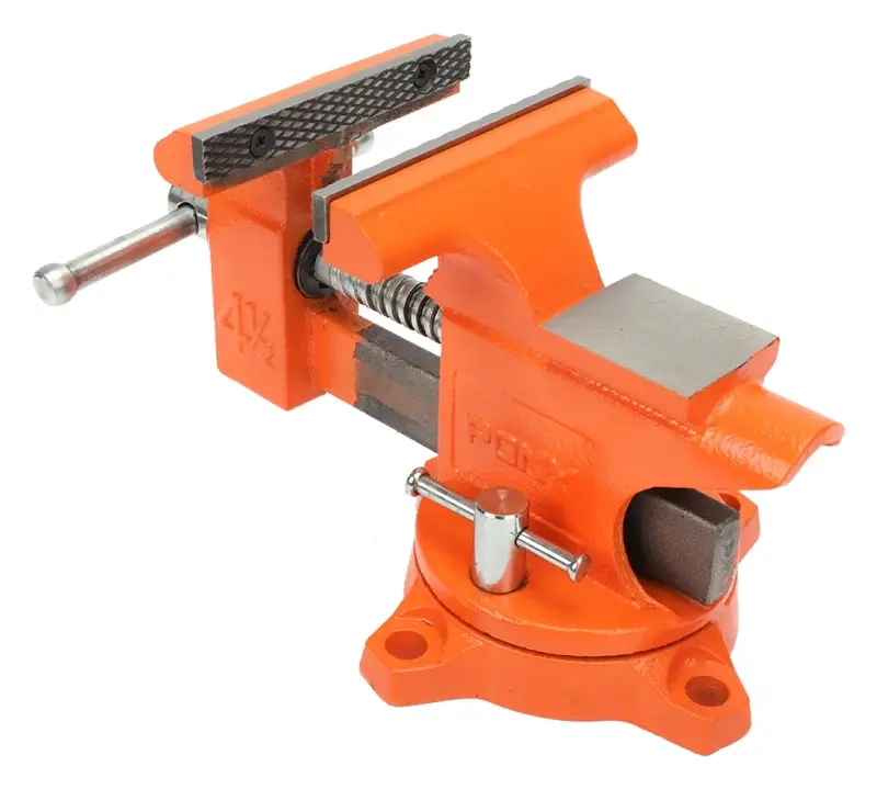 Pony 24545 Bench Vise, 3 Jaw Opening, 4-1/2 W Jaw, 2-5/8 D Throat, Cast Iron, Pipe Jaw