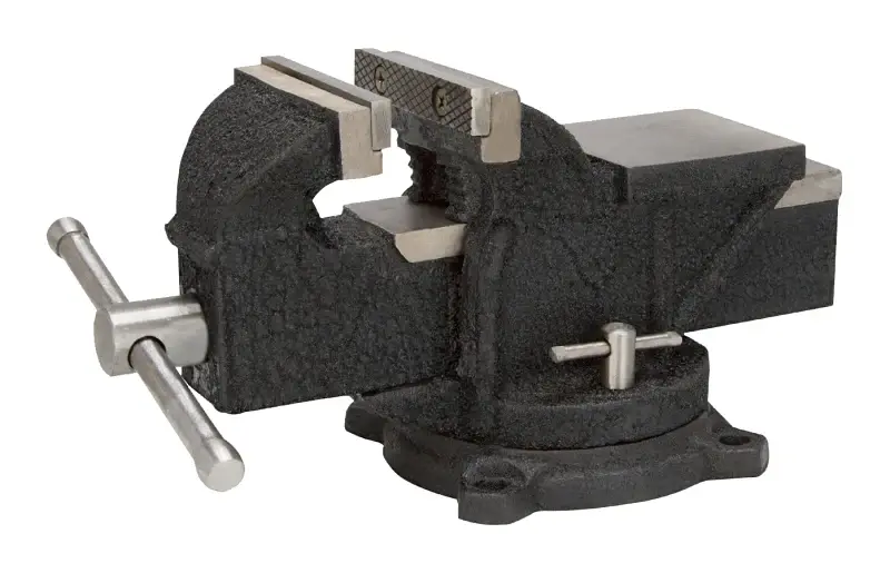 Vulcan JL25011 Bench Vise, 4 Jaw Opening, 3/8 W Jaw, 2.25 D Throat, Cast Iron Reinforced, Serrated Jaw