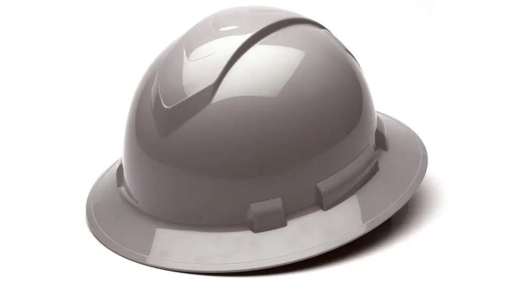 Pyramex Ridgeline Full Brim Hard Hat 4 Point Ratchet Ash
