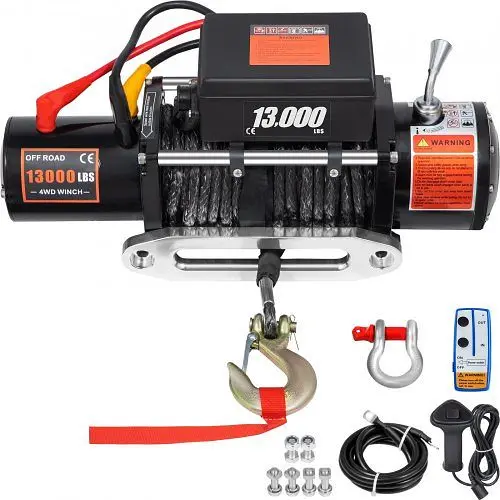 VEVOR 13000Lbs Electric Winch 12V Synthetic Rope Off-road ATV UTV Truck Towing Trailer, DDJPHC1.3WB85FT01M2