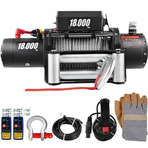 VEVOR 18000Lbs Electric Winch 12V Steel Cable Off-road ATV UTV Truck Towing Trailer, JCPJ1.8WBG75FT001M2