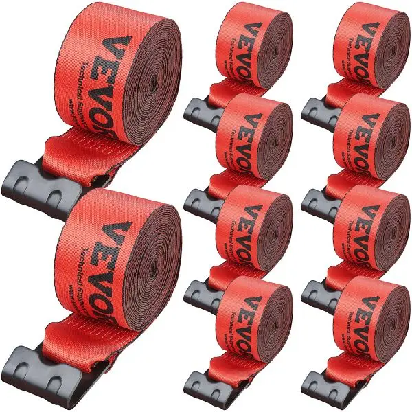 VEVOR Winch Straps, 4" x 30', 6000 lbs Load Flat Capacity, 18000 lbs Breaking Durability, Crimson, Pack 10, PGJP...