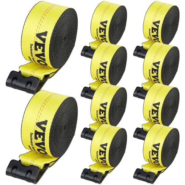 VEVOR Winch Straps, 4" x 40', 6000 lbs Load Capacity, 18000 lbs Break Durability, Yellow, Pack 10, PGJPDHS4INCH4...