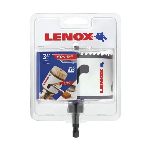 LENOX Bi-Metal Speed Slot Arbored Hole Saw T3, 3-1/2"-89 mm, 1772946