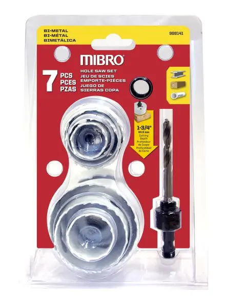 MIBRO (7-Piece) 1-inch to 2 1/2-inch Bi-Metal Hole Hand Saw Set, 988141