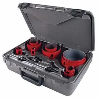 MK Morse Hole Jigsaw Kit, 14-Piece Electrician's Bi-Metal Hole Saws Arbors and Case, MHS08E