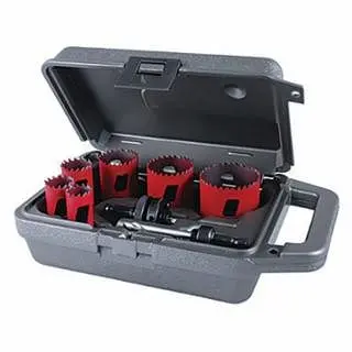 MK Plug-and-Play Morse Hole Coping Saw Kit, 9-Piece Plumber's Bi-Metal Hole Saws Arbors and Case, MHS04P MK Morse