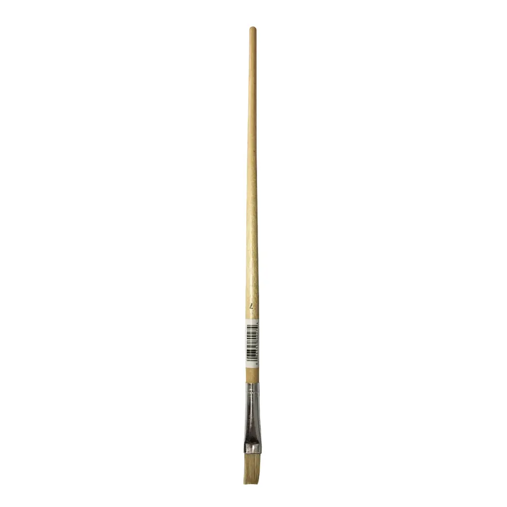Artist Paint Brush # 7 Flat Pearl Bristle Natural Wood Handle