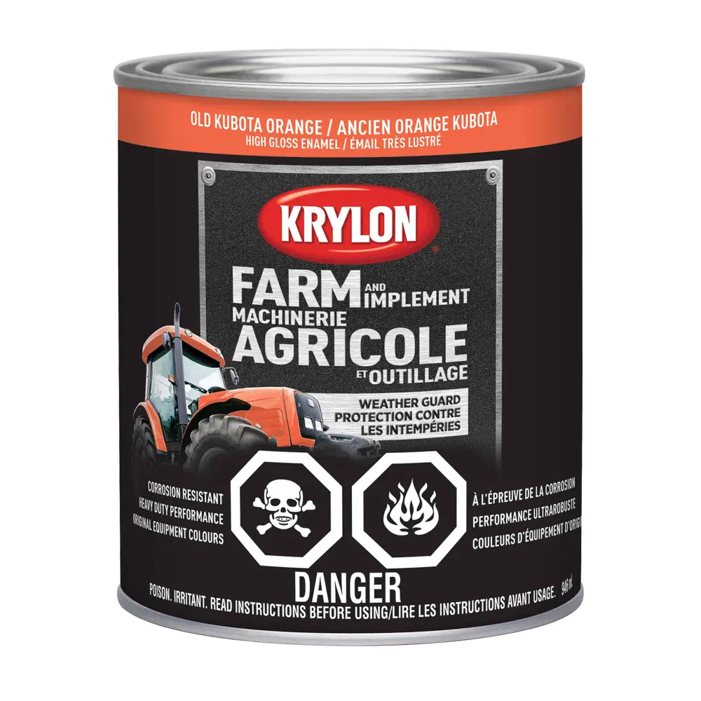 Farm and Implement Paint Brush on High Gloss Enamel Old Kubota Peach, 946 ml | Anti-Shedding |