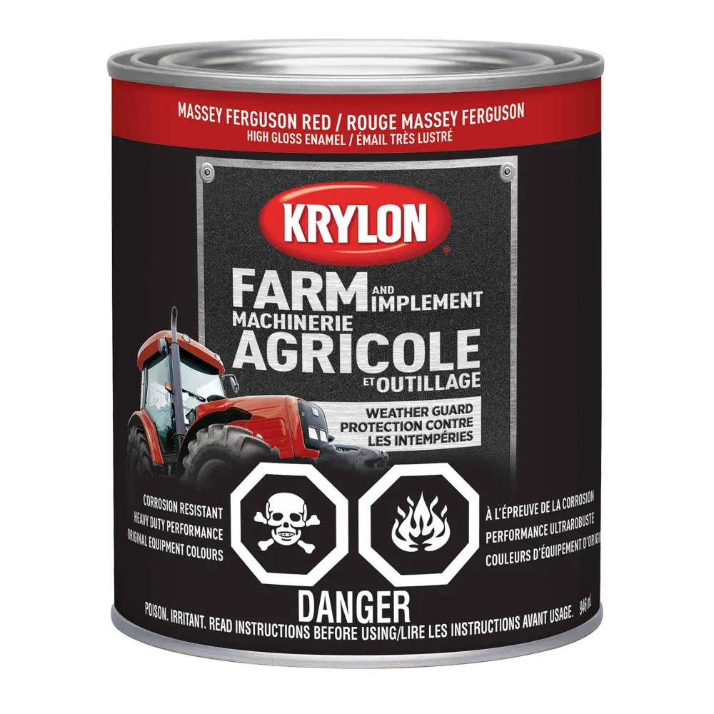 Farm and Implement Paint Brush on High Gloss Enamel Massey Ferguson Ruby, 946 ml