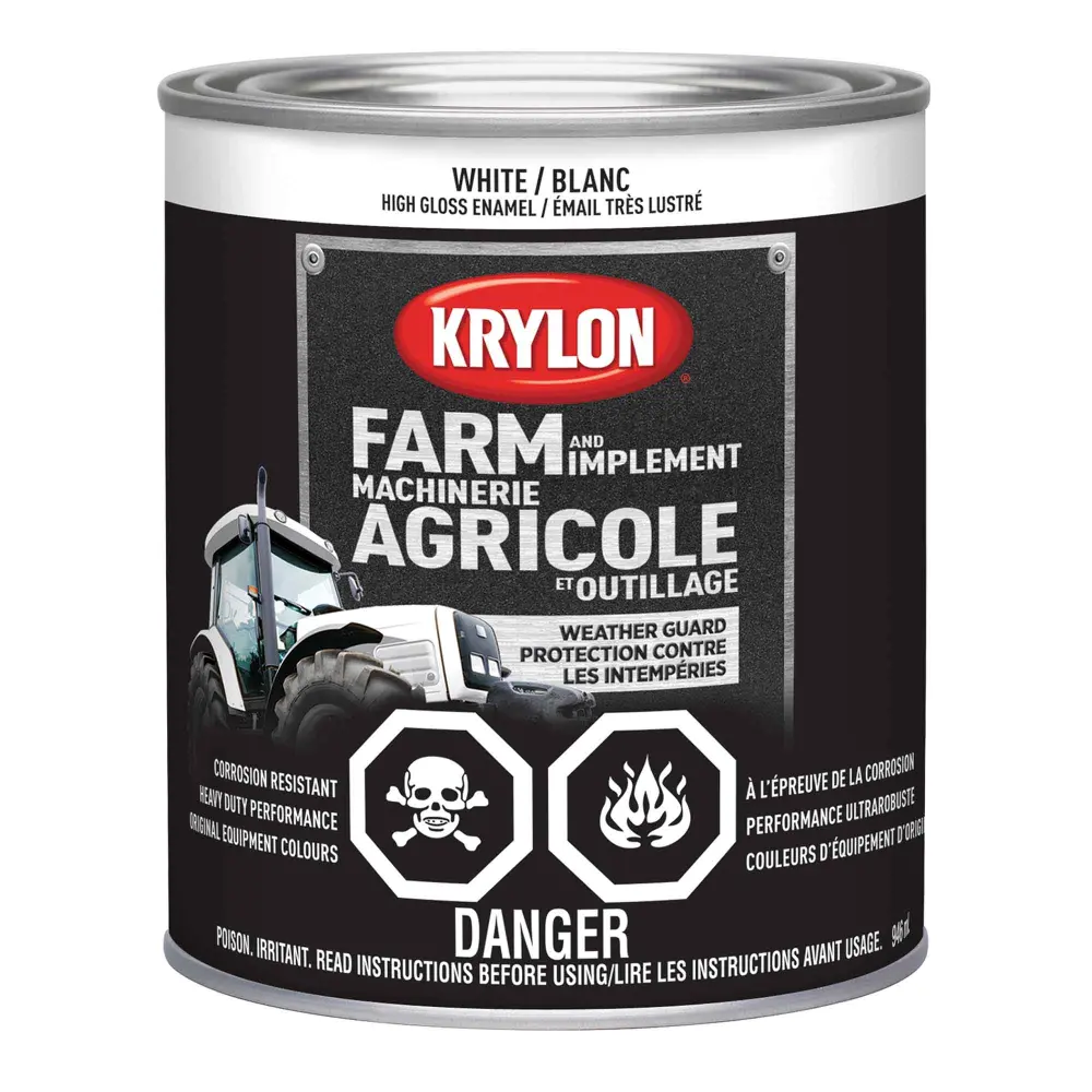 Farm and Implement Paint Brush on High Gloss Enamel Pearl, 946 ml