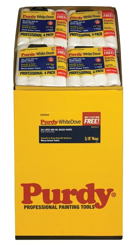 Purdy 14B863400 Paint Roller Cover, 3/8 Heavy-duty Nap, 9 L, Woven Fabric Cover, White