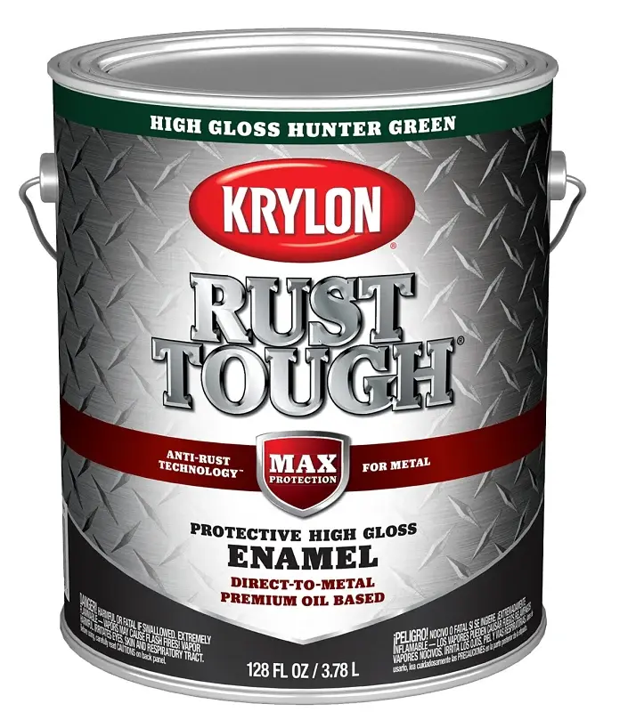 Krylon Rust Tough K09739008 Rust Preventative Paint, Gloss, Hunter Sage, 1 gal, 400 sq-ft/gal Coverage Area