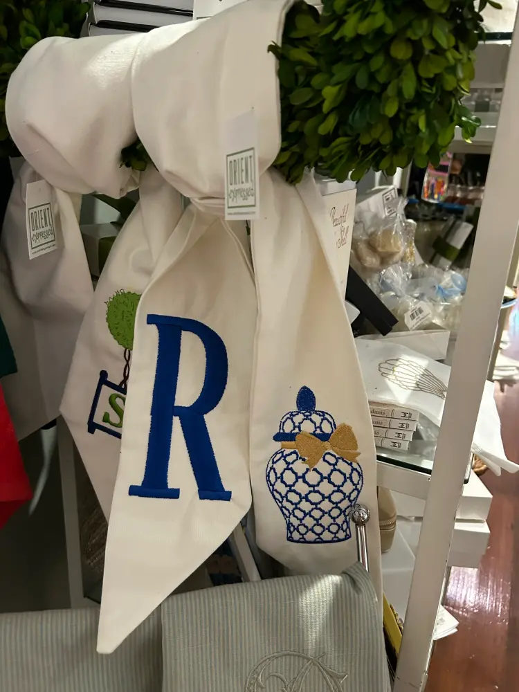 DOUBLE MONOGRAM CANVAS WREATH SASH