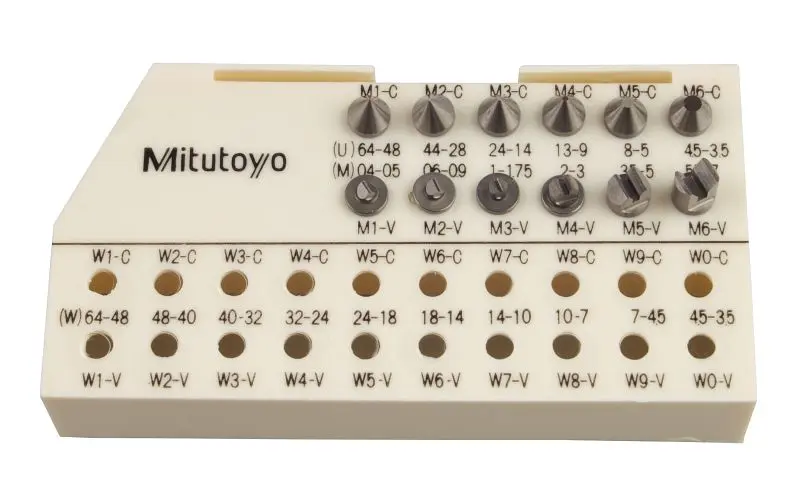 Mitutoyo Deluxe Micrometer Accessory, Thread-Forming Screw Thread, Anvil/Spindle Tip Set, 6 pieces, 126-800