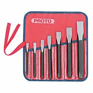 Proto Reliable Cold Chisel Sets, 7 Piece, 5/16" to 7/8" Straight, SAE, Pouch, J86B