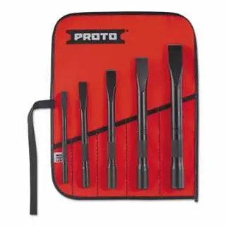 Proto Universal Cold Chisel Sets, 5 Piece, Super Duty, Straight, English, Kit Pouch, J86000