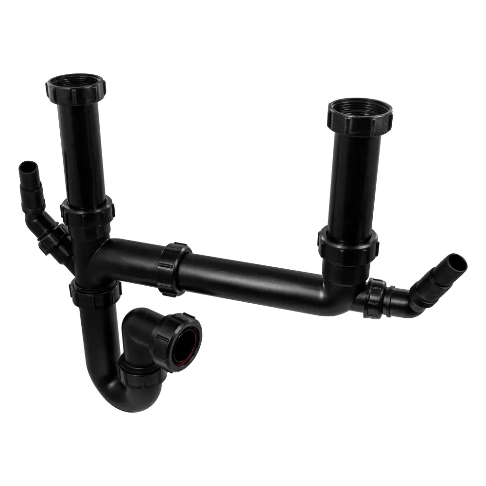 McAlpine SK2A-BL Black Dual Bowl Sink Kit | 1.5 Bowl Kitchen Waste Kit | Modern Slimline Design | Durable Construction