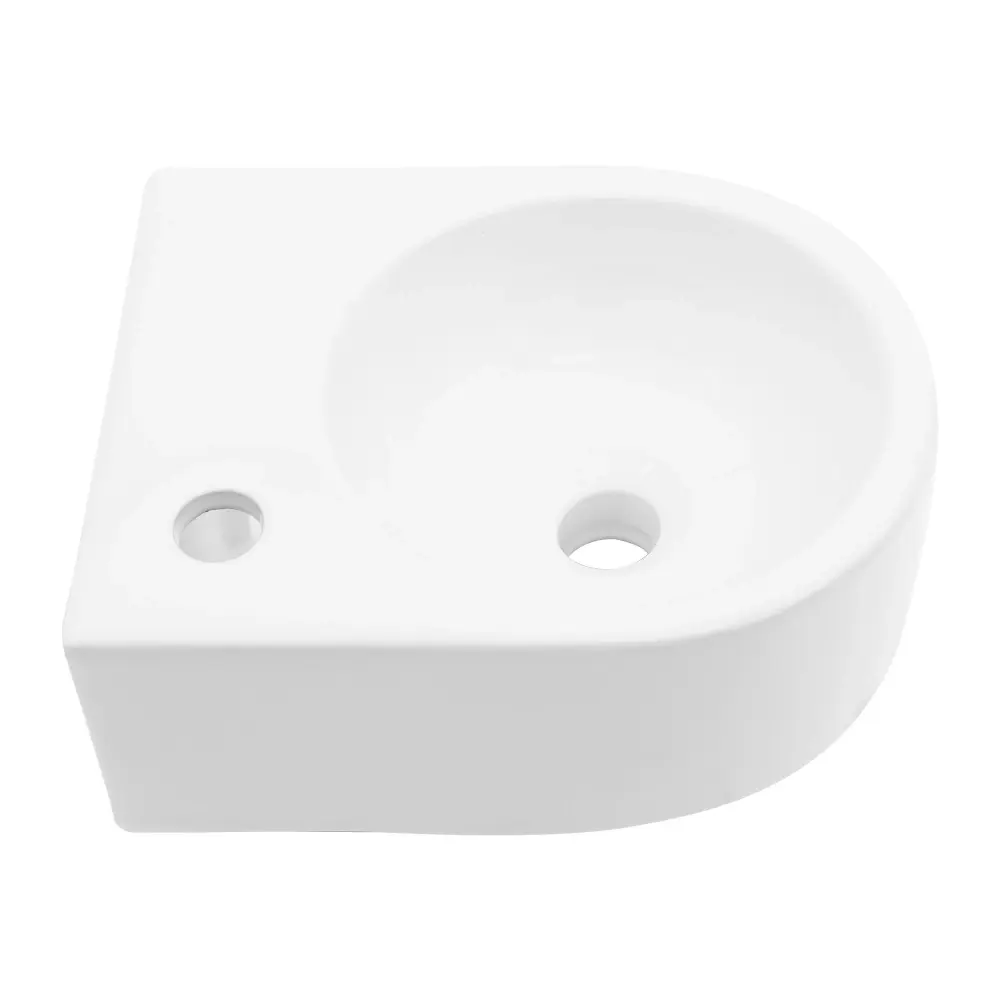 Modern Rectangle Wall Mount Bathroom Sink Single Faucet Hole - White